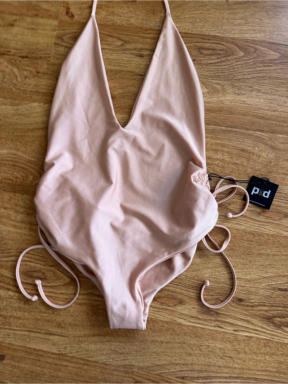 New! Pacific And Driftwood One-Piece Bathing Suit L  Low Open Back
